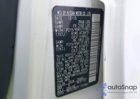 2016 Nissan Juke S/Sv/Sl/Nismo из США, поврежденный, VIN JN8AF5MR1GT605537